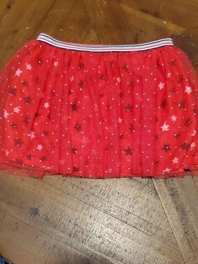 Celebrate It Red Star Tulle Skirt with Striped Waistband